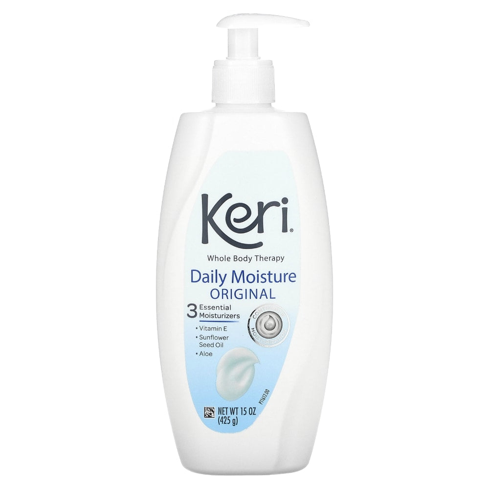 Keri Whole Body Therapy Daily Moisture Lotion by Pasteur Pharmacy, 15 oz bottle, smooth moisturizing lotion for all-over skin.