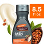 Palmer's Cocoa Butter Formula for Men body and face lotion, 8.5 oz, with creamy texture and labeled packaging visible.
