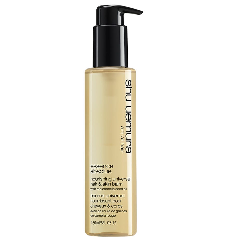 Shu Uemura Essence Absolue nourishing universal hair and skin balm in a sleek jar, ideal for deep hydration and nourishment.