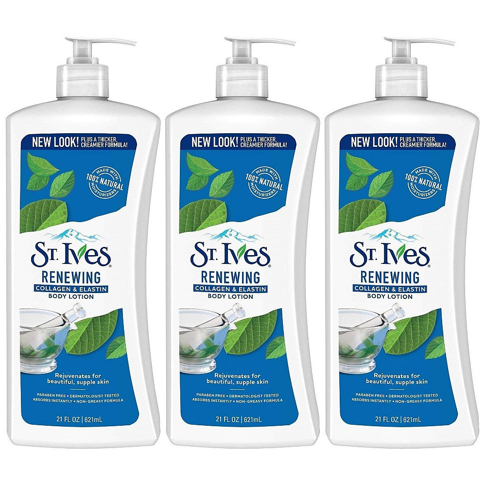 St Ives Skin Renewing Collagen Elastin Body Lotion in 21oz bottle, moisturizing and revitalizing lotion with collagen and elastin.