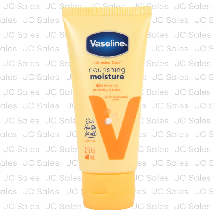 Vaseline Intensive Care Body Lotion Essential Healing in a 2oz bottle, moisturizing and soothing dry skin.
