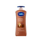 Vaseline Intensive Care Cocoa Radiant Body Lotion in a 20.3 fl oz bottle, moisturizing and nourishing skin with cocoa extract.