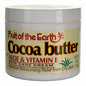 Fruit of the Earth Cocoa Butter Skin Care Cream 4 oz in a white jar, moisturizing lotion with cocoa butter for smooth skin.