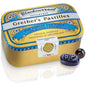 Sugar-free Grether's Pastilles blackcurrant lozenges in a clear package, designed for soothing throat relief.