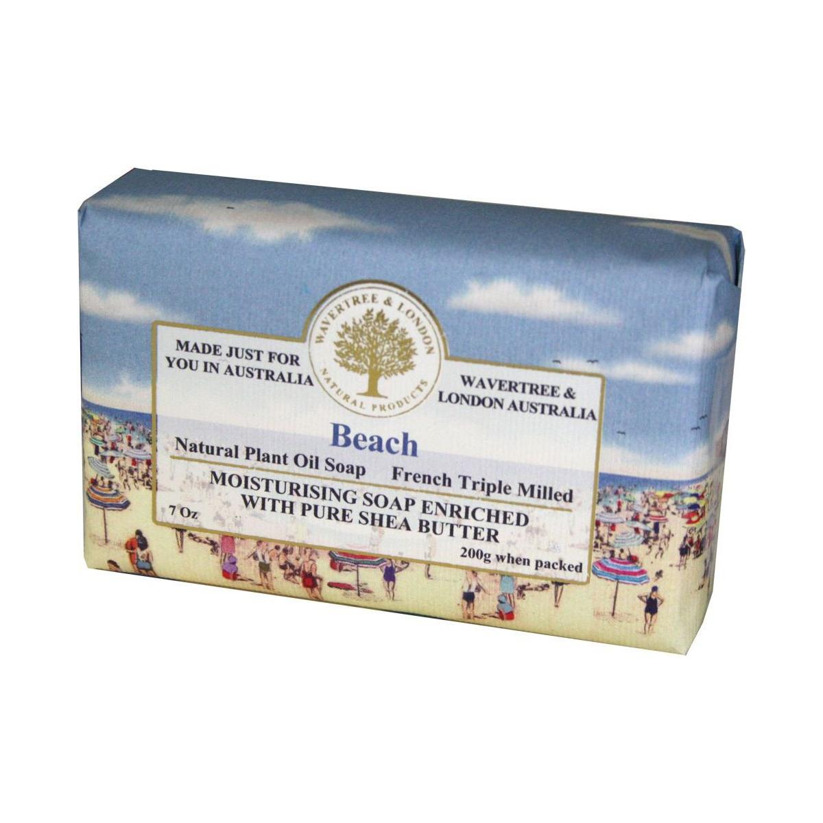 Wavertree & London Beach Luxury Soap 7 oz by Pasteur Pharmacy, showing a white rectangular soap bar with a smooth surface.