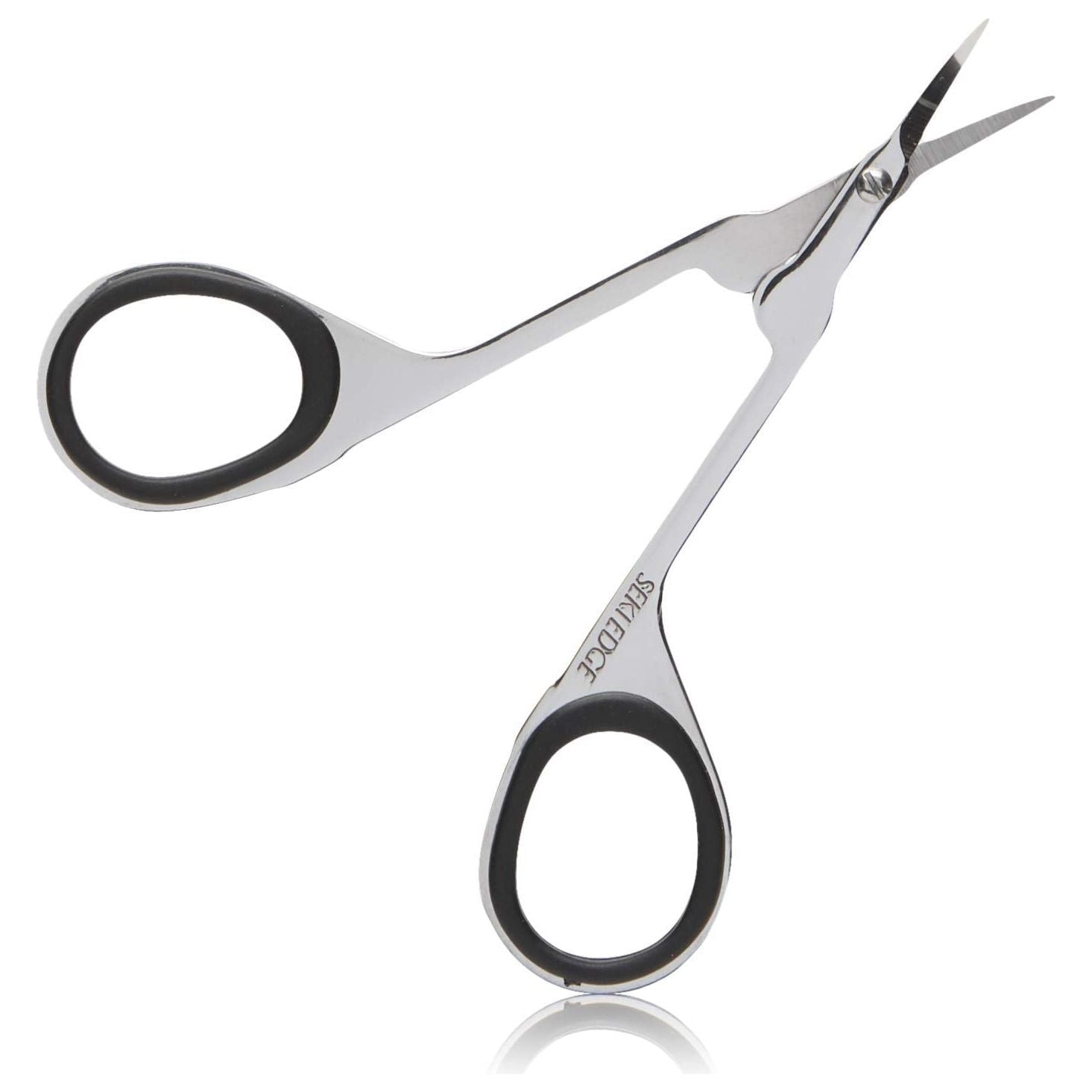 Seki Edge stainless steel make-up scissors with sharp blades for precise grooming, displayed on a white background.