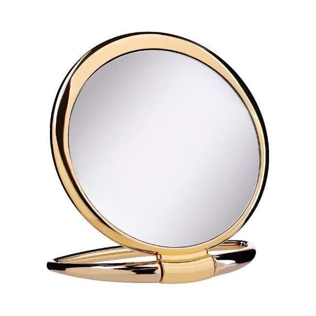 Golden Janeke AU443.3 makeup table mirror with 17 cm diameter, featuring a sleek, reflective surface and stylish gold finish.