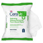 CeraVe Hydrating Makeup Removing Plant-Based Wipes, gentle makeup remover wipes with hydrating ingredients, shown in packaging.