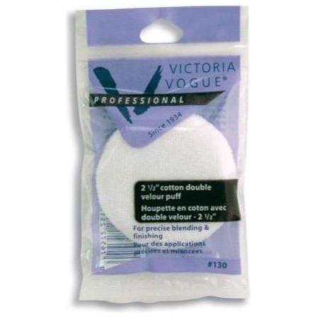 Victoria Vogue cotton double velour puff sponge for makeup application, soft and plush for smooth, even coverage.