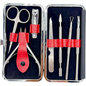 Red Dural Manicure Pedicure Kit by Pasteur Pharmacy, includes tools for professional nail grooming and care.