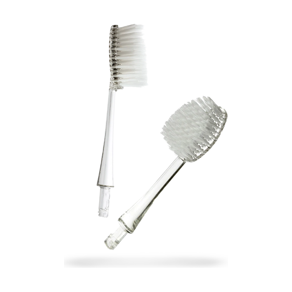 Two Pasteur Pharmacy Radius Medium Toothbrush Replacement Heads for manual toothbrushes, shown with soft bristles and durable plastic handles.