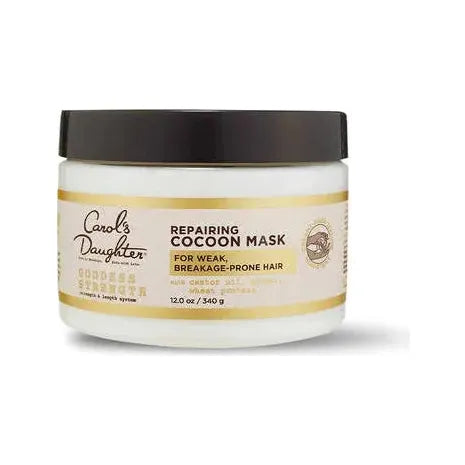 Carol's Daughter Goddess Strength Repairing Cocoon Mask in a 12 oz jar, showcasing the nourishing hair mask with natural ingredients.