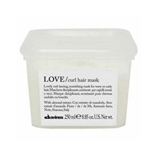 Davines Love Curl Hair Mask in 250ml jar, designed for wavy and curly hair, with a creamy texture and product label visible.