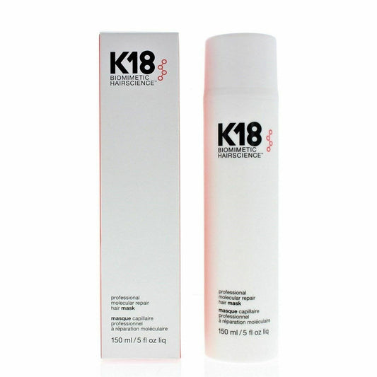 K18 Professional Molecular Repair Hair Mask in 150ml jar, designed to repair and strengthen damaged hair.
