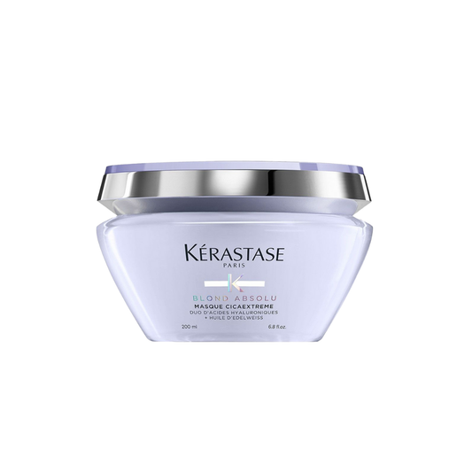 Kerastase Blond Absolu Masque Cicaextreme hair mask in 200ml jar, designed for nourishing blonde hair and reducing damage