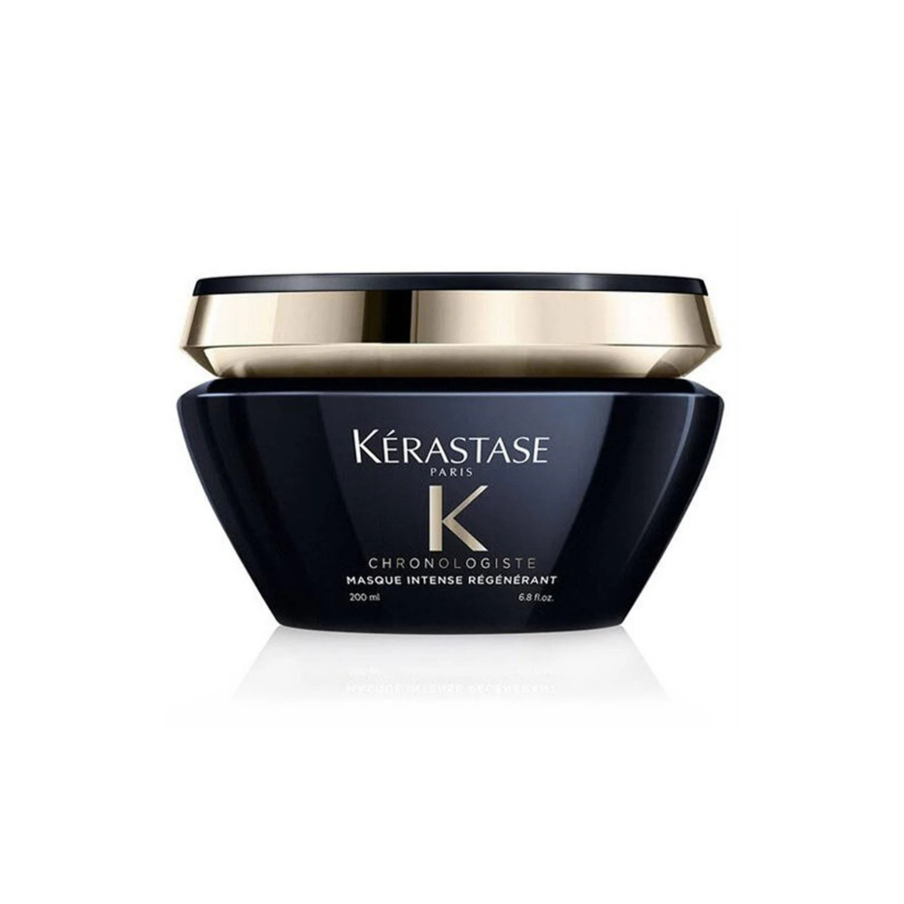Kerastase Chronologiste Masque Intense Régénérant hair mask in 200ml jar, nourishing and revitalizing treatment for damaged hair.