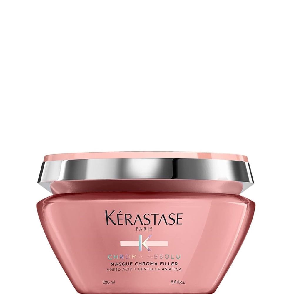 Kérastase Chroma Filler hair masque in 200 ml jar, designed to strengthen and restore color-treated hair.