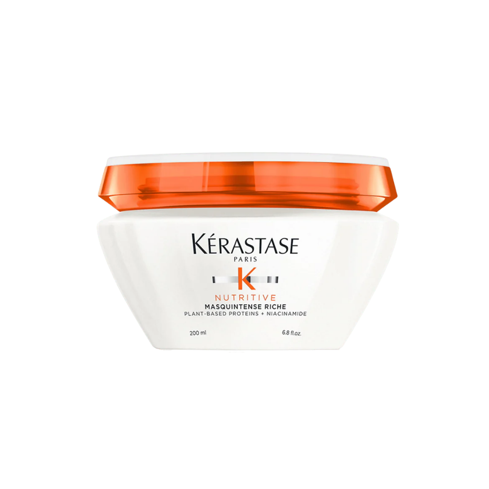 Kerastase Nutritive Riche Dry Hair Mask 200ml in a jar, designed for nourishing and revitalizing dry hair.