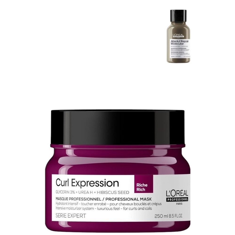 L'Oréal Professionnel Curl Expression Rich Curly Hair Mask in 250ml, nourishing treatment for curly hair with a creamy texture.