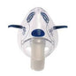 A Devilbiss Ped Puppy aerosol mask for medical use, shown in a neutral color with adjustable straps and soft sealing edges.