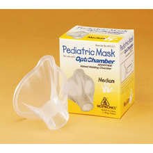 Respironics HS81210010 mask for OptiChamber Advantage, medium size, used for respiratory therapy, displayed in the image.