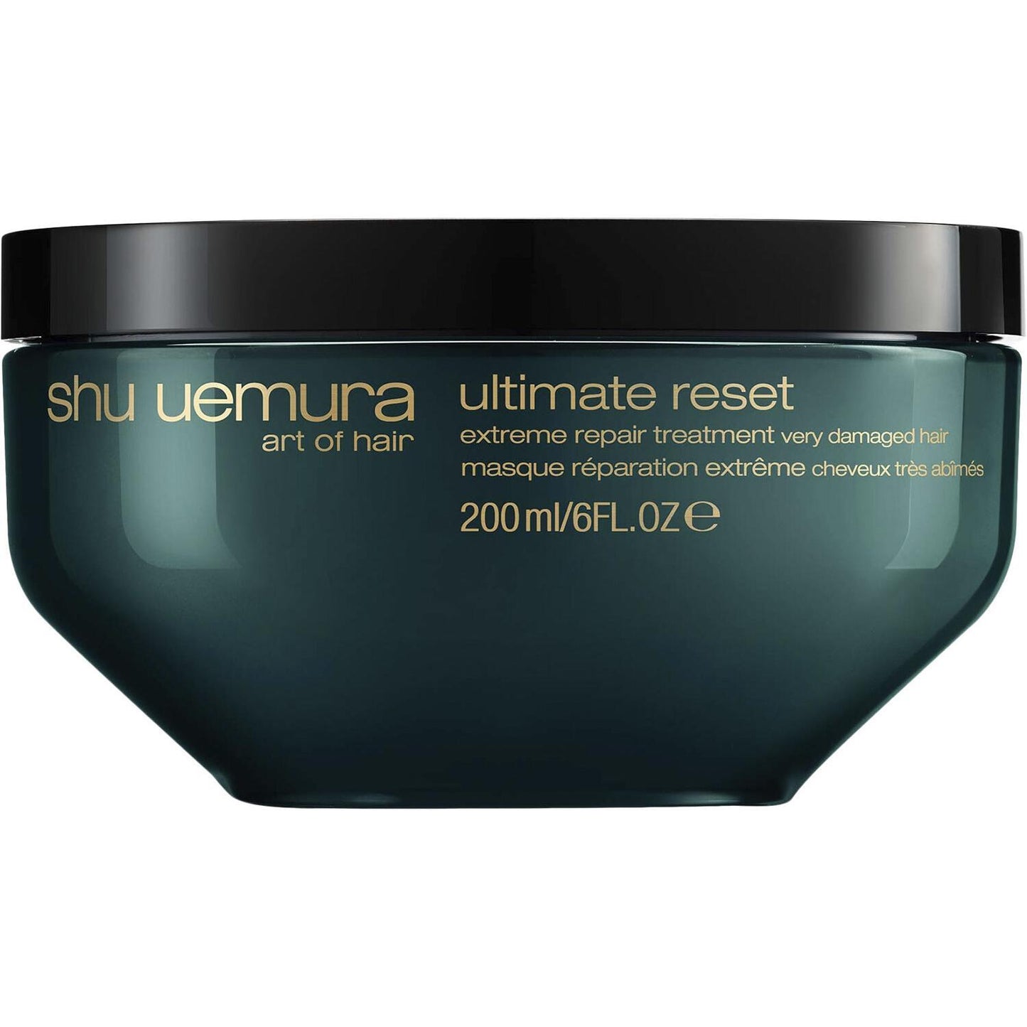 Shu Uemura Ultimate Reset Extreme Repair Mask 200ml in a jar, designed for deep hair repair and restoration.