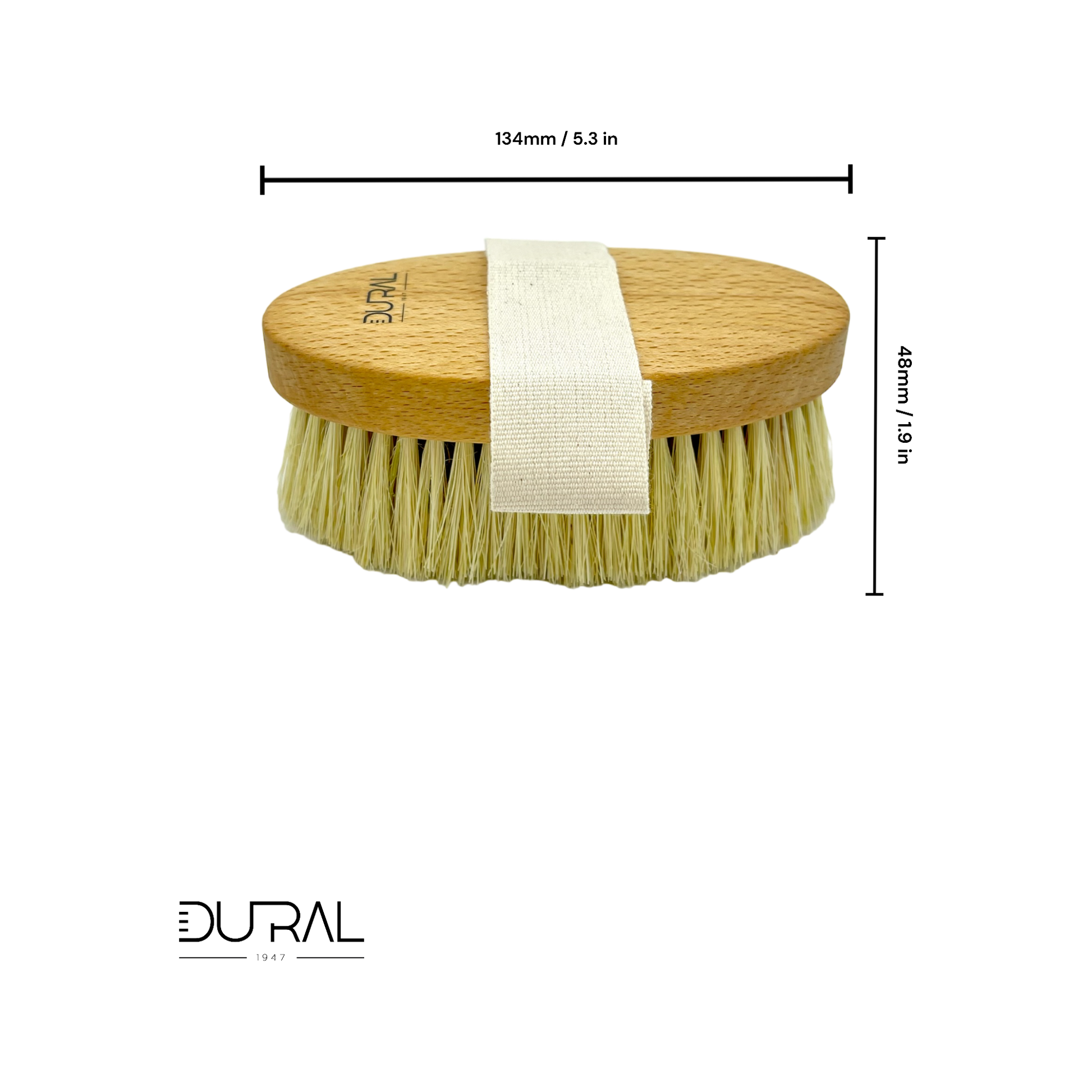 Dural Beech Wood Massage Brush with Tampico Fiber from Pasteur Pharmacy, featuring natural wooden handle and bristles for skin massage.