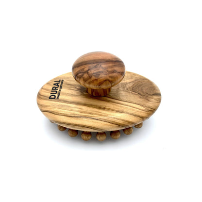 Dural massage brush with olive wood handle and wooden knobbles for relaxing skin massage by Pasteur Pharmacy