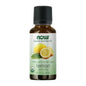 Organic lemon essential oil massage oil in a 30ml bottle by NOW, natural and aromatic for soothing massage sessions.