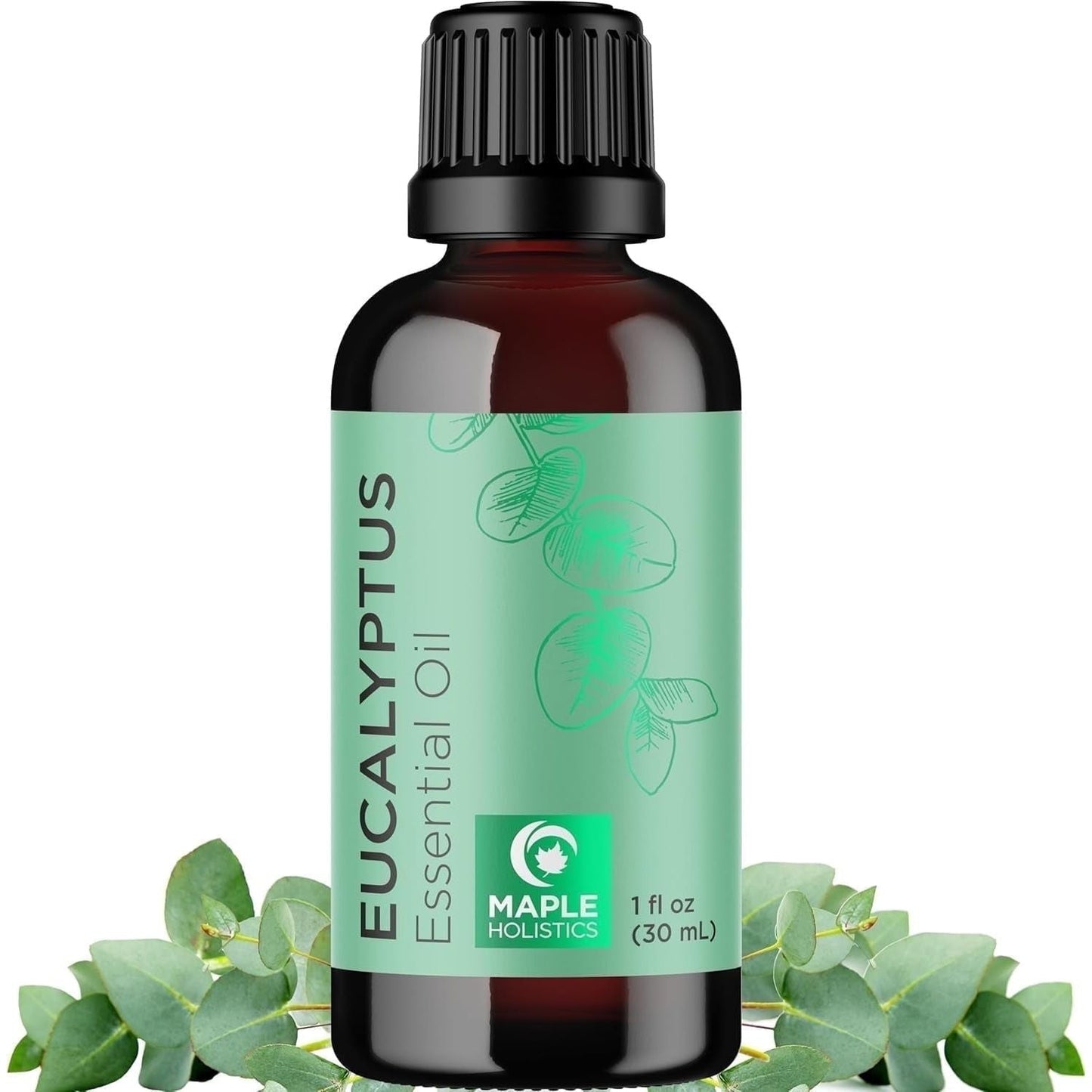 Pure natural eucalyptus essential oil in a 1 fl oz bottle, ideal for massage and relaxation from Pasteur Pharmacy.