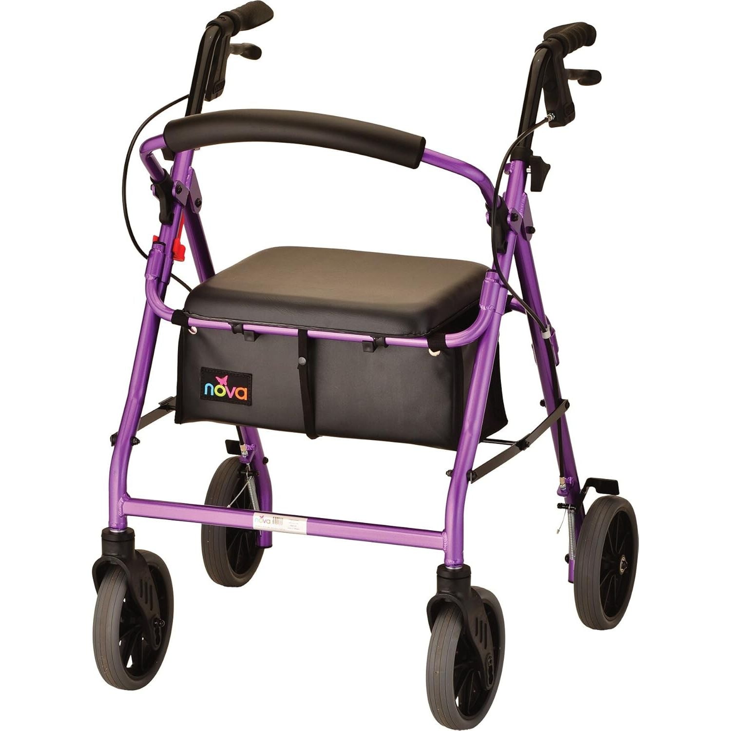 Nova Zoom 22-inch foldable rolling walker with 8-inch wheels, purple, designed for mobility and support.