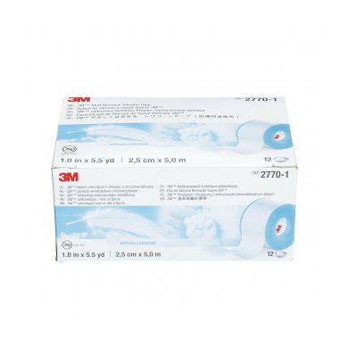 Blue 3M Micropore S Silicone Medical Tape, 1 inch wide and 5.5 yards long, on a roll for medical use.