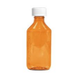 Pack of 200 4oz amber graduation oval medicine bottles with child-resistant caps from Pasteur Pharmacy.
