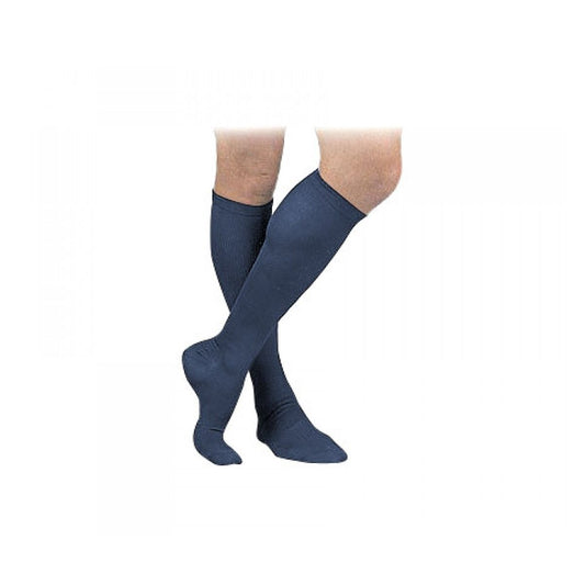 Navy Activa Therapeutic men's ribbed dress socks with 15-20 mmHg compression for medical use, designed for improved leg comfort.