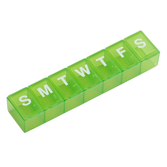 Large Ezy Dose Weekly Classic Pill Planner by Pasteur Pharmacy showing compartments for organizing medications for each day.