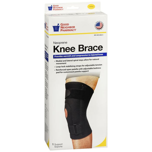 Large Good Neighbor Pharmacy GNP Knee Deluxe Patella Neoprene brace, medical support for knee stabilization and comfort.