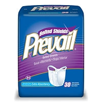 Prevail Extra Absorbency Belted Shields, medical incontinence product, 4-pack of 30 shields, designed for comfort and protection.