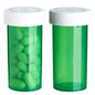 Green 1-Clic™ Clear-Vu child-resistant vials for prescriptions, 13 dram, 200-count medical supply by Pasteur Pharmacy.