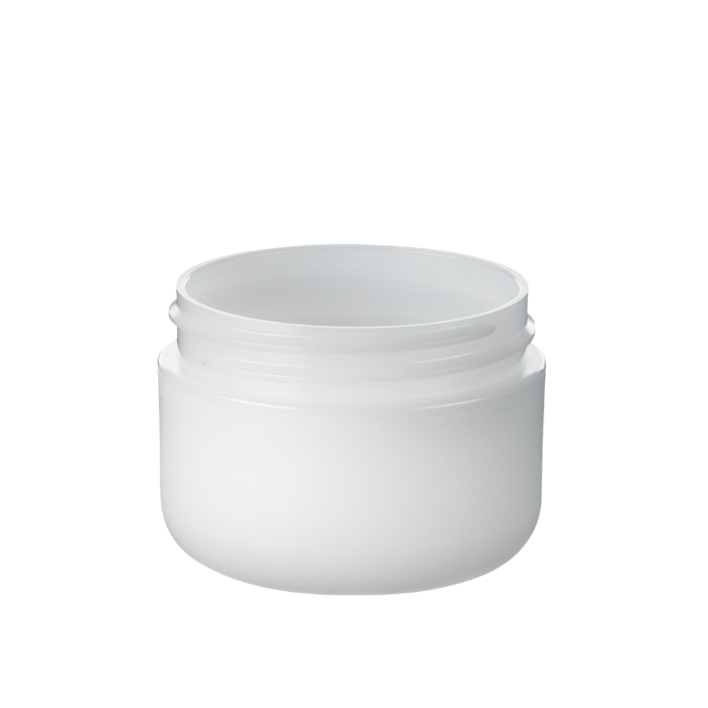 12-pack of 1 oz white double wall jars with lids for medical supplies, by Pasteur Pharmacy, perfect for storage and organization