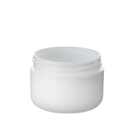 12-pack of 1 oz white double wall jars with lids for medical supplies, by Pasteur Pharmacy, perfect for storage and organization