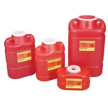 Red BD Sharps Collector 6.9 Qt medical container for safe disposal of needles and sharps, by Pasteur Pharmacy.