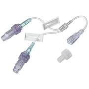 CARESITE NR small bore Y-extension line with spin Luer lock, 7-inch medical supply for IV or fluid administration.