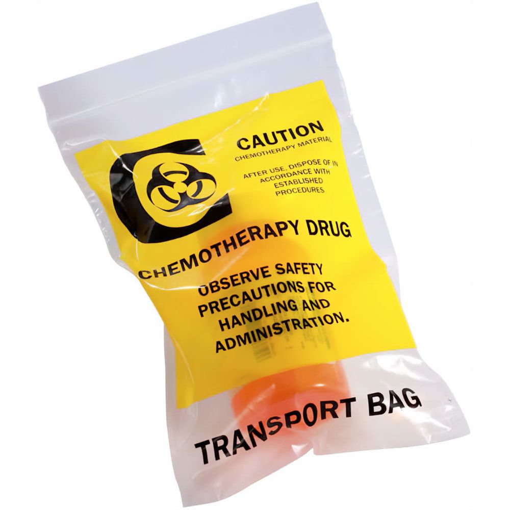 ChemoPlus™ chemotherapy drug transport bags, 12x15 inches, medical supplies by Pasteur Pharmacy, case of 250 for safe drug transport.
