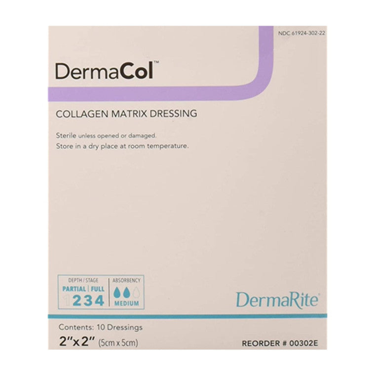 Dermacol Collagen Dressing by DermaRite Industries, 2x2 inch medical dressing for wound care and skin healing.