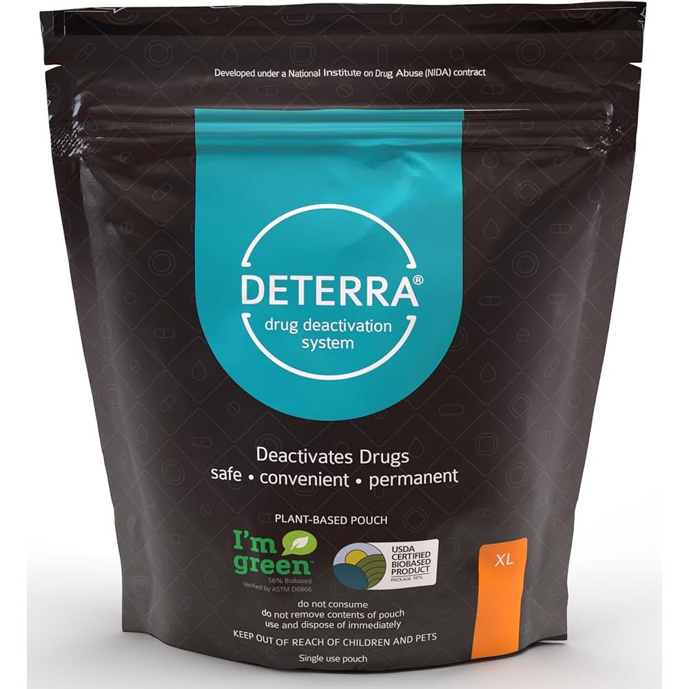 Deterra XL Drug Deactivation System pouches in a case of 20, medical supplies for safe medication disposal by Pasteur Pharmacy