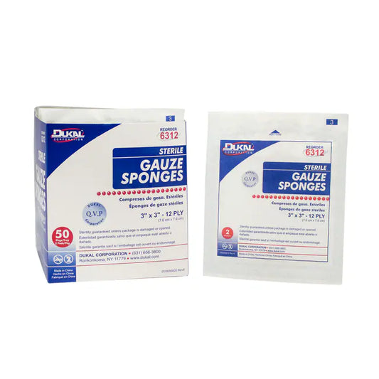 Dukal non-sterile gauze sponges, 3x3 inch, 12-ply, medical supplies from Pasteur Pharmacy, 100 count box for wound care