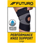 Large Futuro Sport Moisture Control Knee Support providing compression and support for knee pain relief.