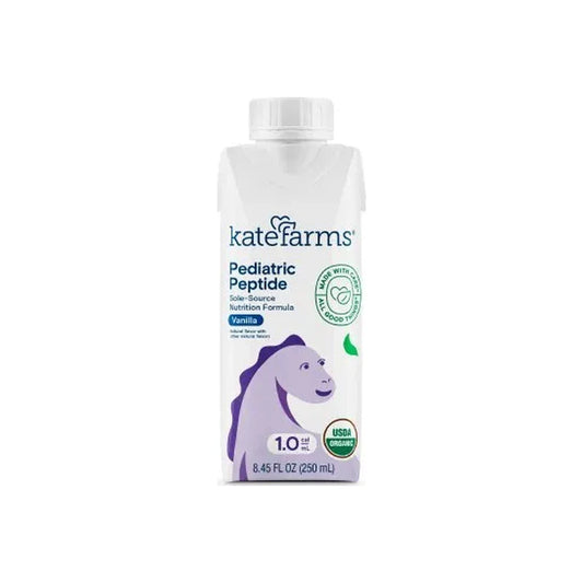 Kate Farms Vanilla Pediatric Peptide medical supplement bottle from Pasteur Pharmacy, designed for pediatric nutrition and medical use.