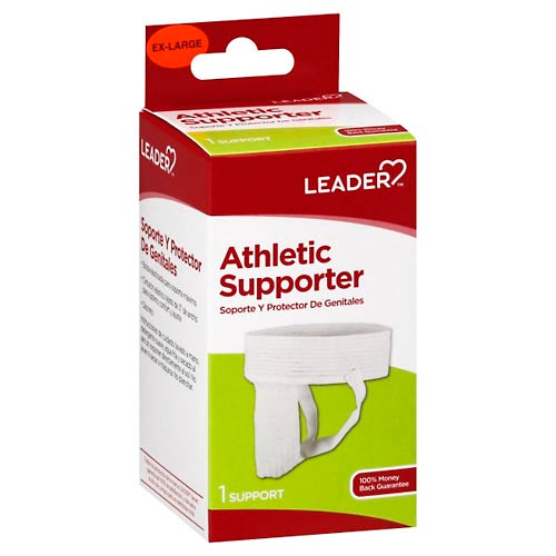 Leader Cardinal Health athletic supporter in XL size, medical support with elastic waistband and supportive pouch, displayed flat.