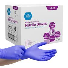 Leader® Nitrile Exam Gloves small, powder-free medical gloves by Pasteur Pharmacy, 100-count pack shown in the image.